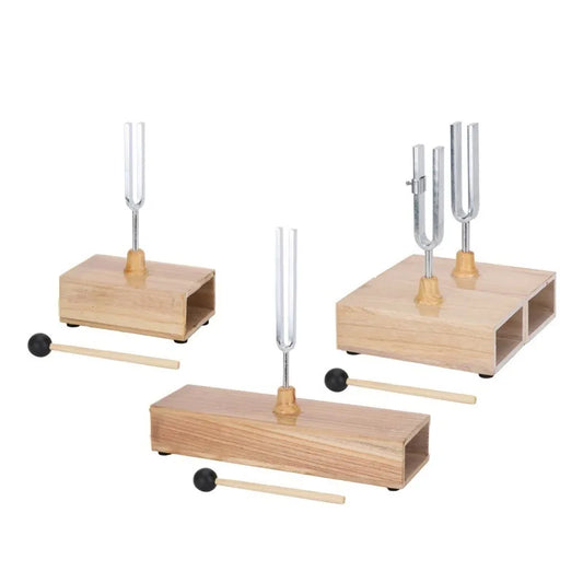 Tuning fork on wooden resonance box