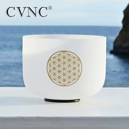 8 inch crystal singing bowl, Flower of Life design