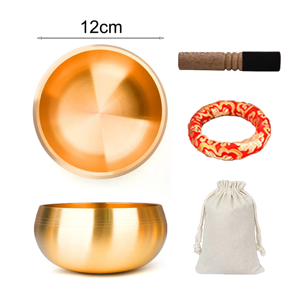 Sanskrit-engraved brass singing bowl, view 10