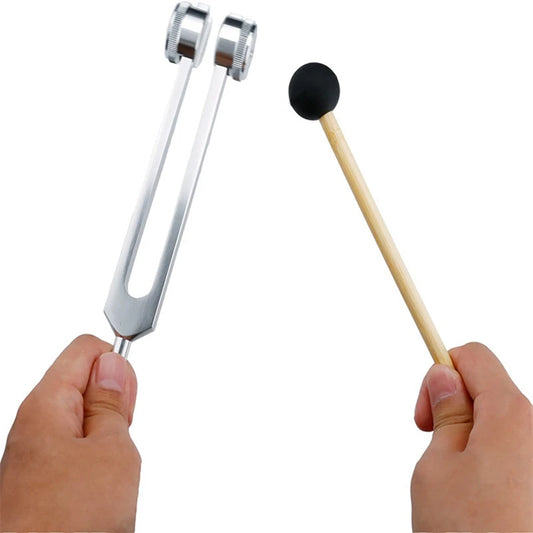 128 Hz weighted tuning fork with mallet and pouch, view 2