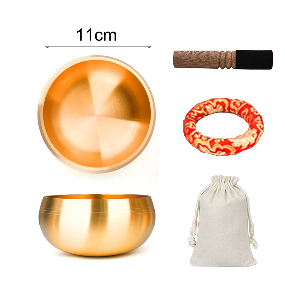 Sanskrit-engraved brass singing bowl, view 9