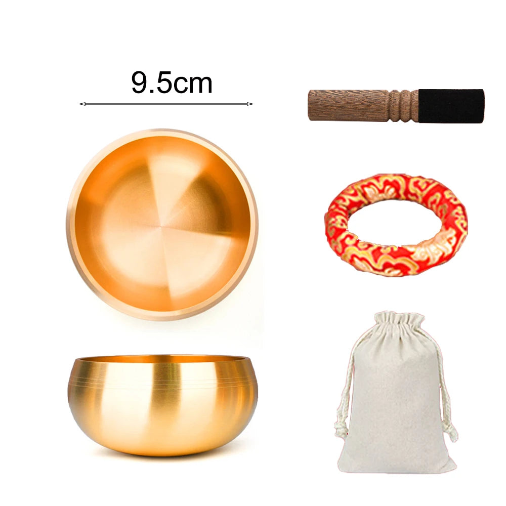 Sanskrit-engraved brass singing bowl, view 8